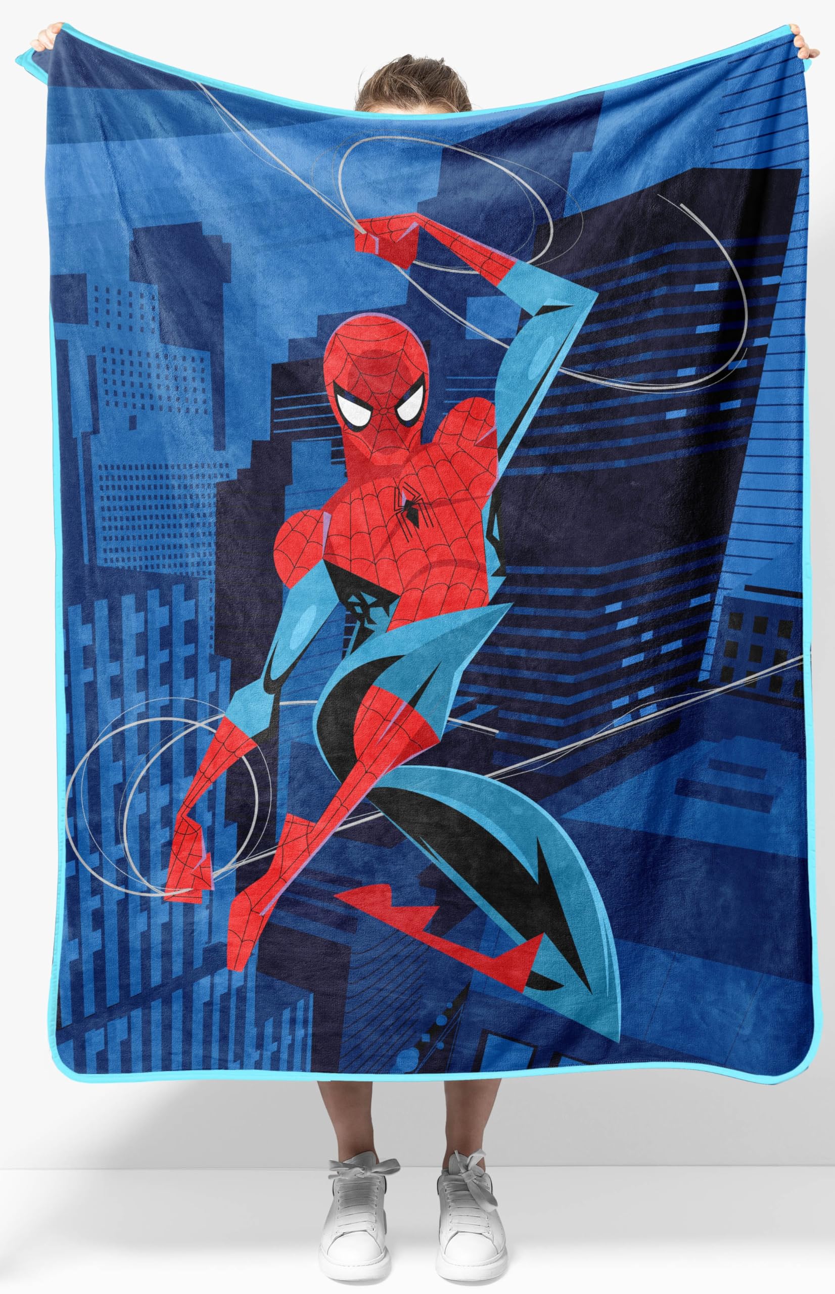 Sunny Side Up Kids Plush Throw Blanket – Children's Soft & Comfy Throw for Couch or Bed – Cozy Home Décor for Living Room & Bedroom, Blue - Spiderman, 40x50 - Travel Blanket