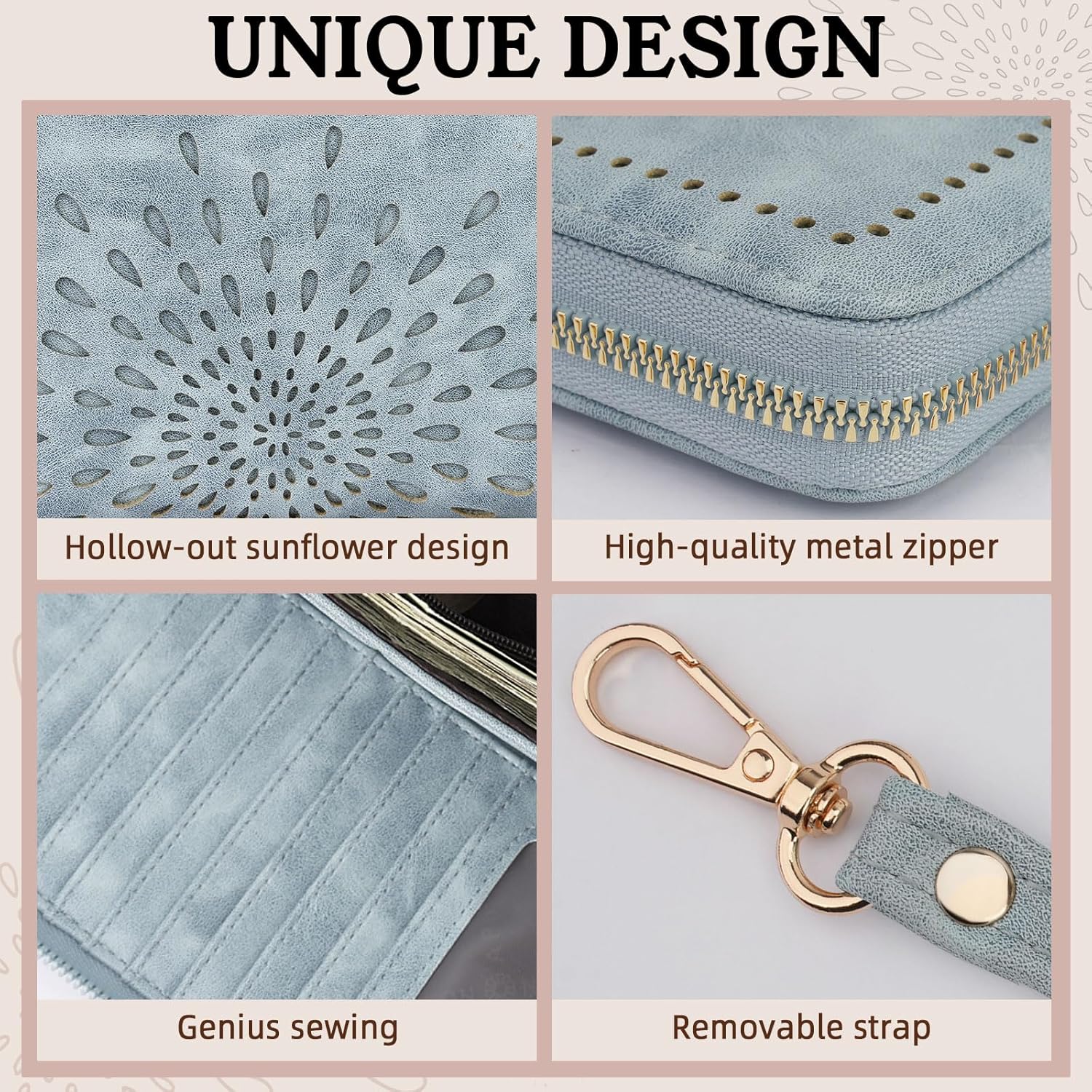 APHISON Wallet Women Large Capacity Clutch Purse For Ladies Card Holder RFID Wristlet Phone Zipper Coin Travel Pocket - Image 5