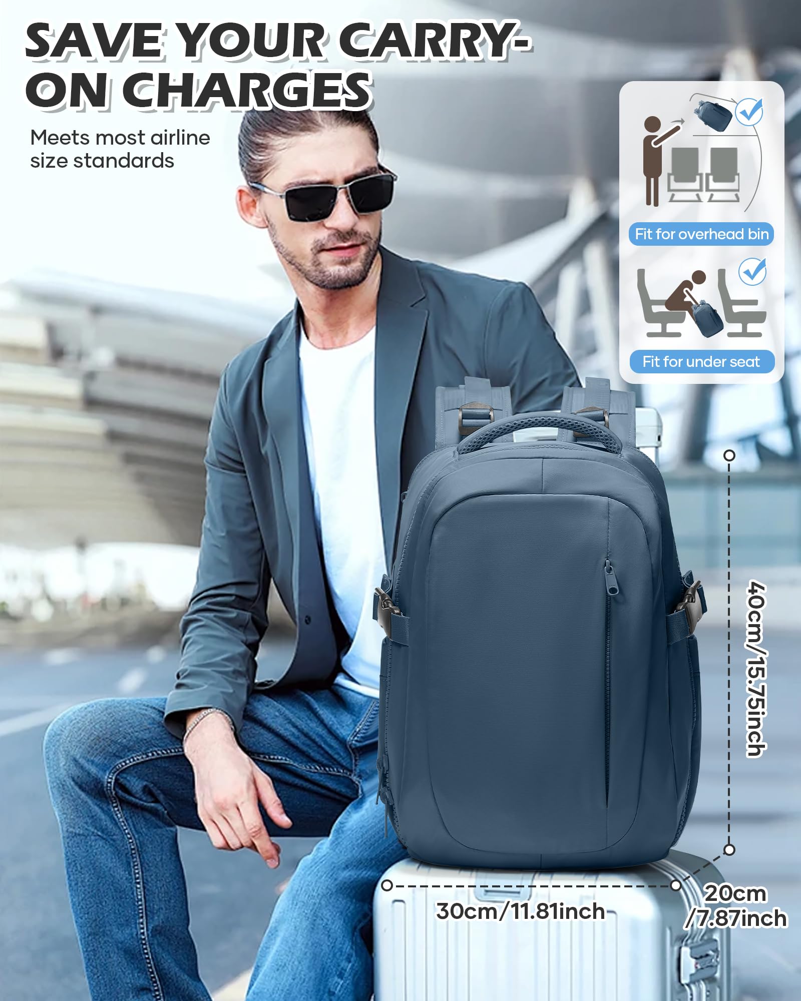 BJLFS Borse da Cabina per Ryanair 40x30x20 Bagaglio a mano Sottovuoto 40x20x25 Zaino da Viaggio con Sottovuoto impermeabile Donna Zaino Easyjet 45x36x20 Zaini Wizzair con porta scarpe
