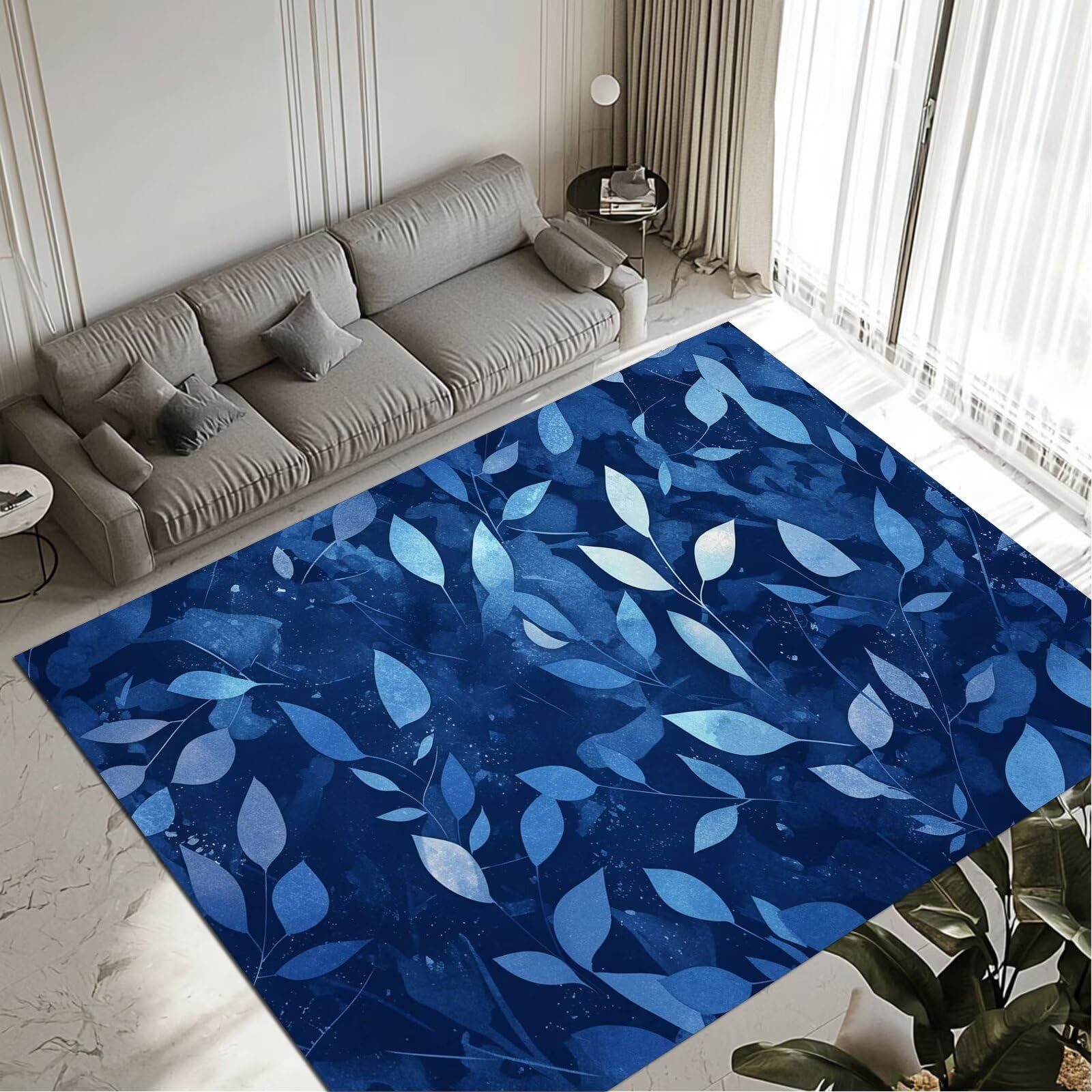 Tapis bleu lavable pour éliminer les taches dans le salon et la cuisine