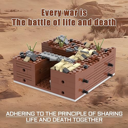 Miniatura 7 de WW2 Battlefield - Juego de bloques militares de esquina izquierda (200 unidades). Adecuado para creación secundaria militar MOC.