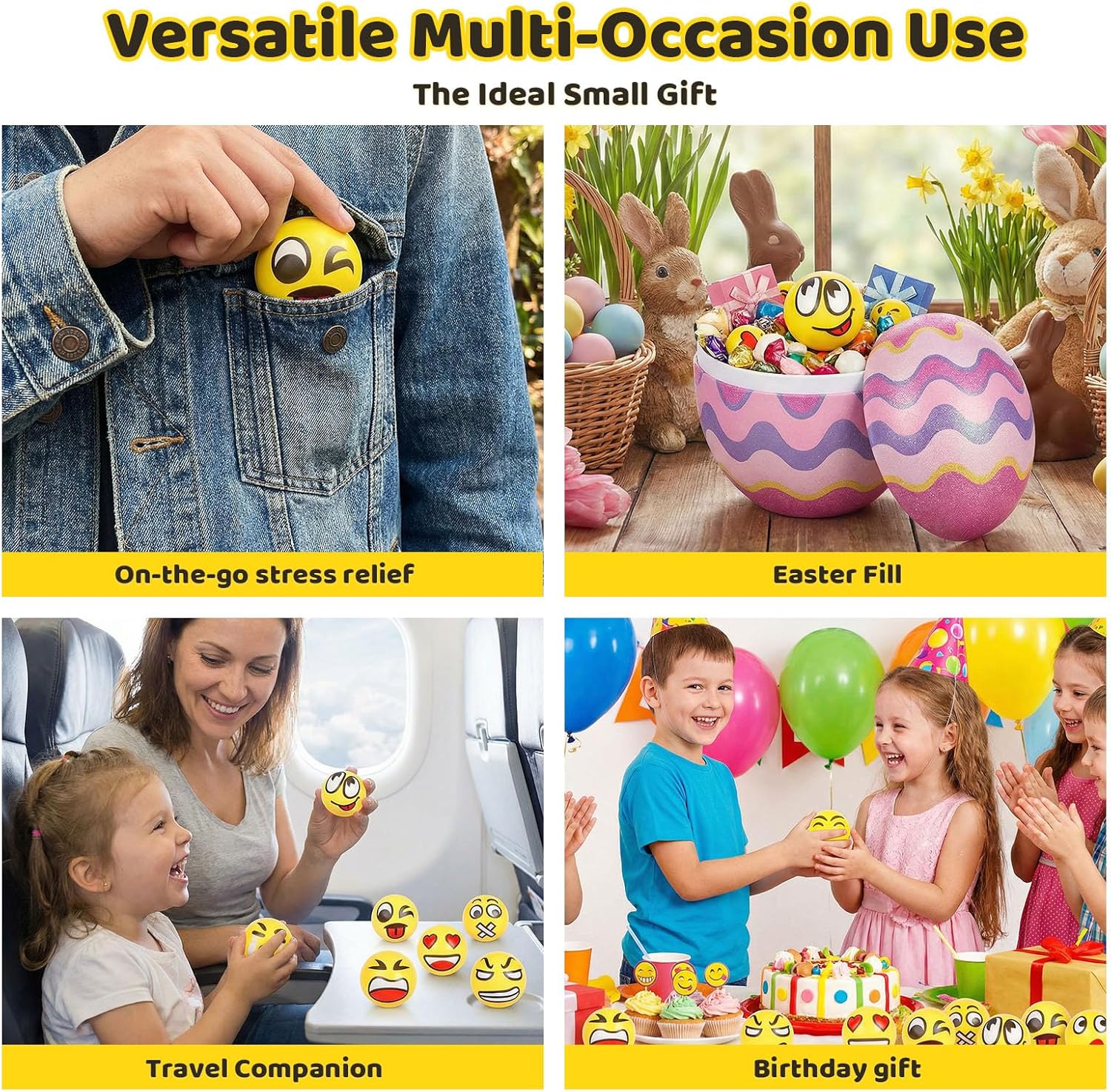 LovesTown 24 PCS Stress Balls, 2.5 Inches Squeeze Toys Funny Foam Face Squeeze Fidget Balls for Kids and Adult Stress Relief Gifts for Coworkers Classroom Prizes - Image 6