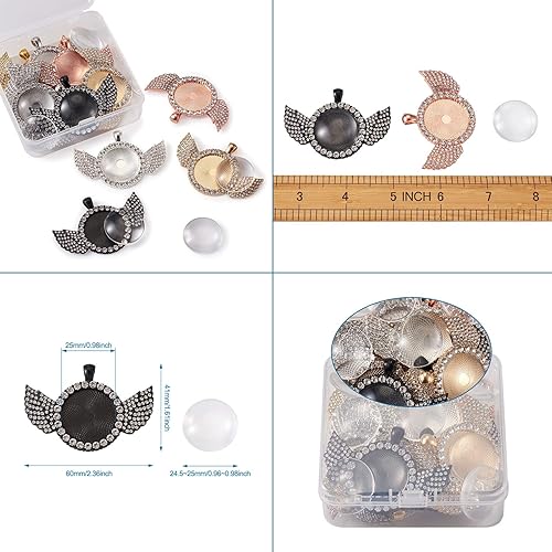 Miniatura 7 de Mega Pet Juego de bandejas colgantes de bisel de diamantes de imitación de Wing Hip Hop con 12 piezas de bisel redondo, ajustes en blanco, 12 piezas