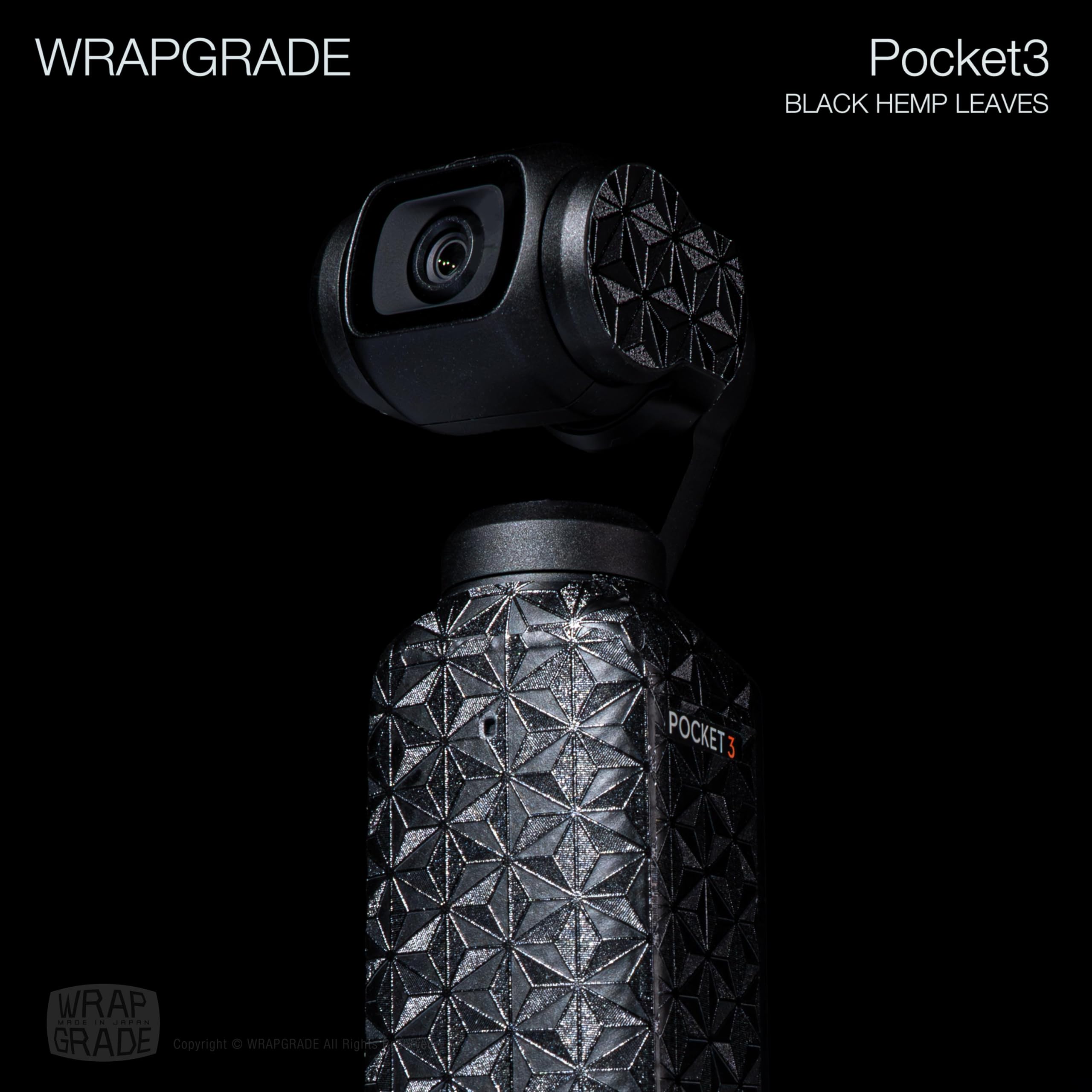 WRAPGRADE Skin Adesivi compatibili con DJI Osmo Pocket 3 Decalcomania (BLACK HEMP LEAVES)