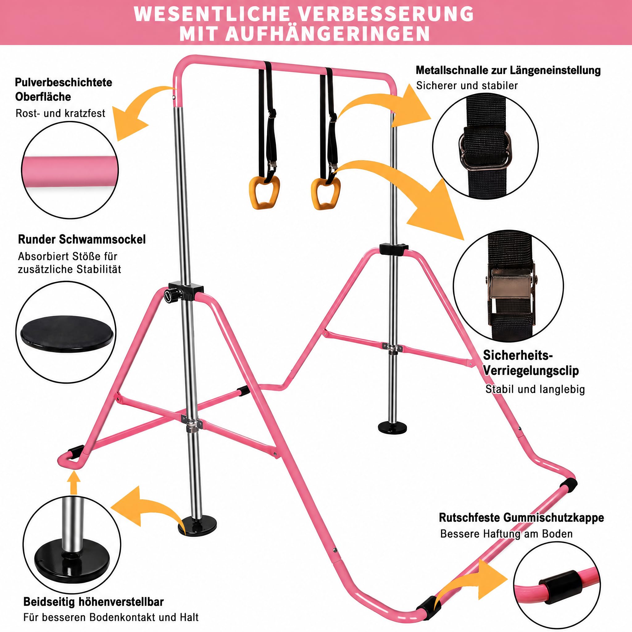 Zusammenklappbare Teleskop-Gymnastikstange für Kinder, höhenverstellbar, horizontale Stange, Fitness, Kletterturm, Heim-Fitness-Studio für Kinder/Kinder