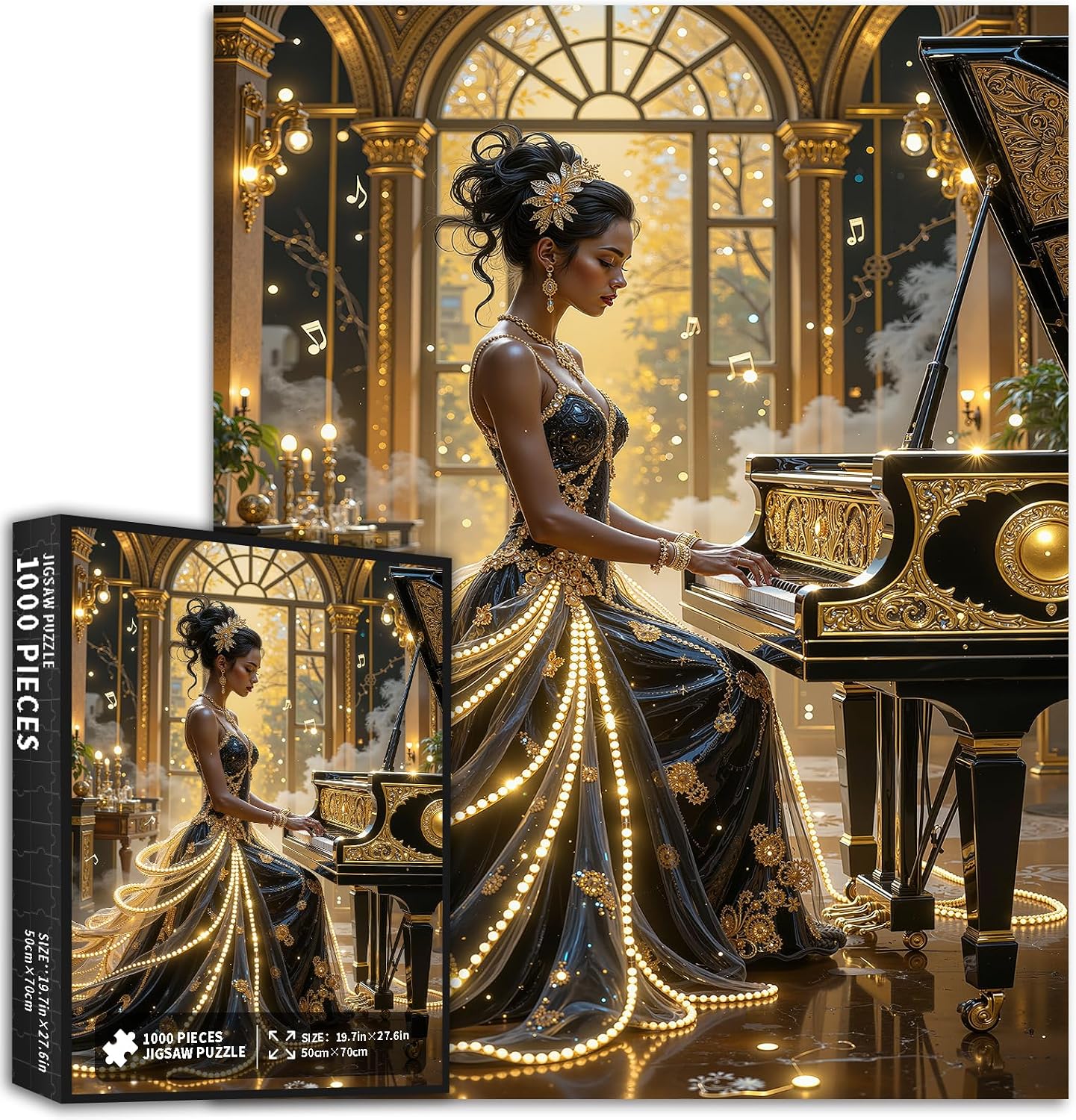 Jazz Singer 1000 Piece Jigsaw Puzzles for Adults Retro Jazz Club Art Puzzle Colorful DIY Puzzles for Home Decoration Gifts Family Puzzle Perfect for Game Nights 19.7 x 27.6 Inch