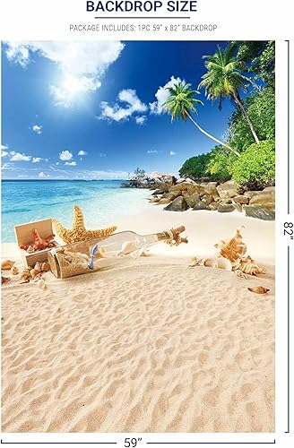 Miniatura 3 de Allenjoy Fondo de playa tropical de verano con diseño de palmeras de isla hawaiana, fondo de fotografía para fotos, fiesta temática de luau, 5 x 7