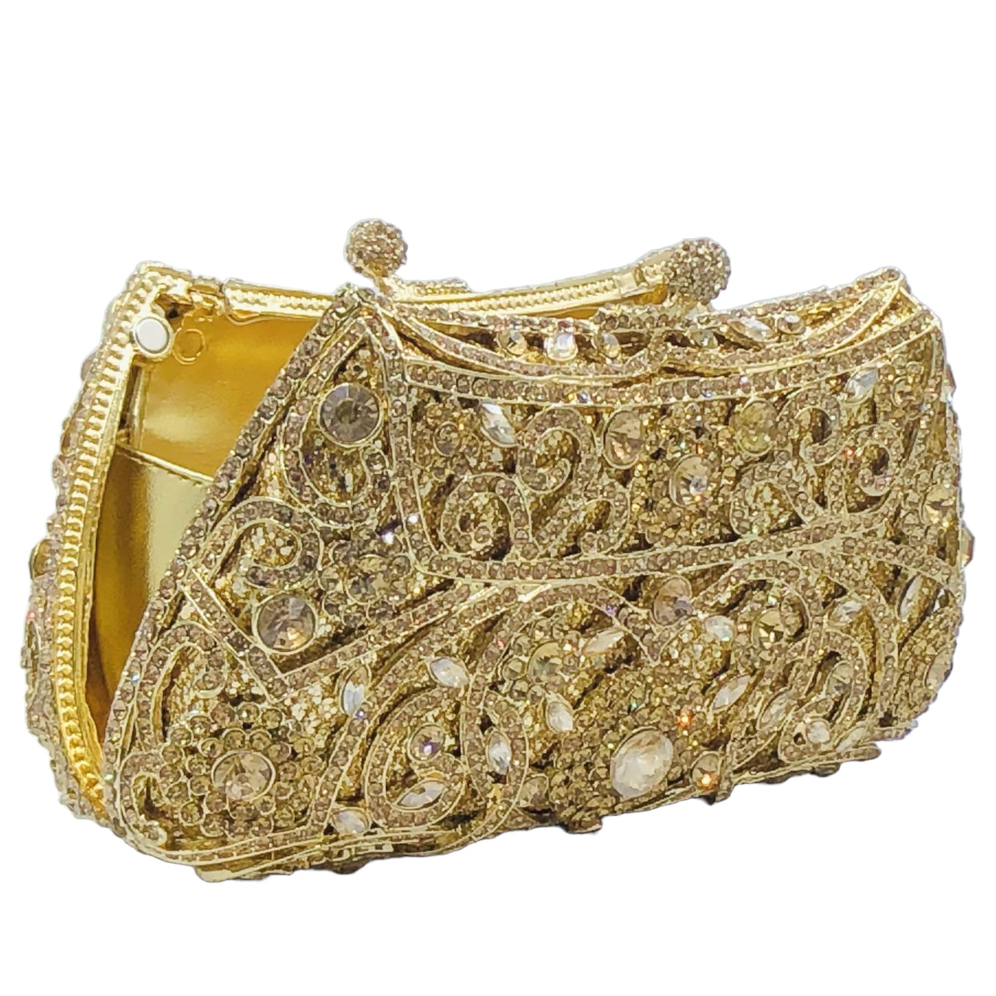 Boutique De FGG Pochette da donna con mini fiori e strass, per feste, matrimoni, balli studenteschi