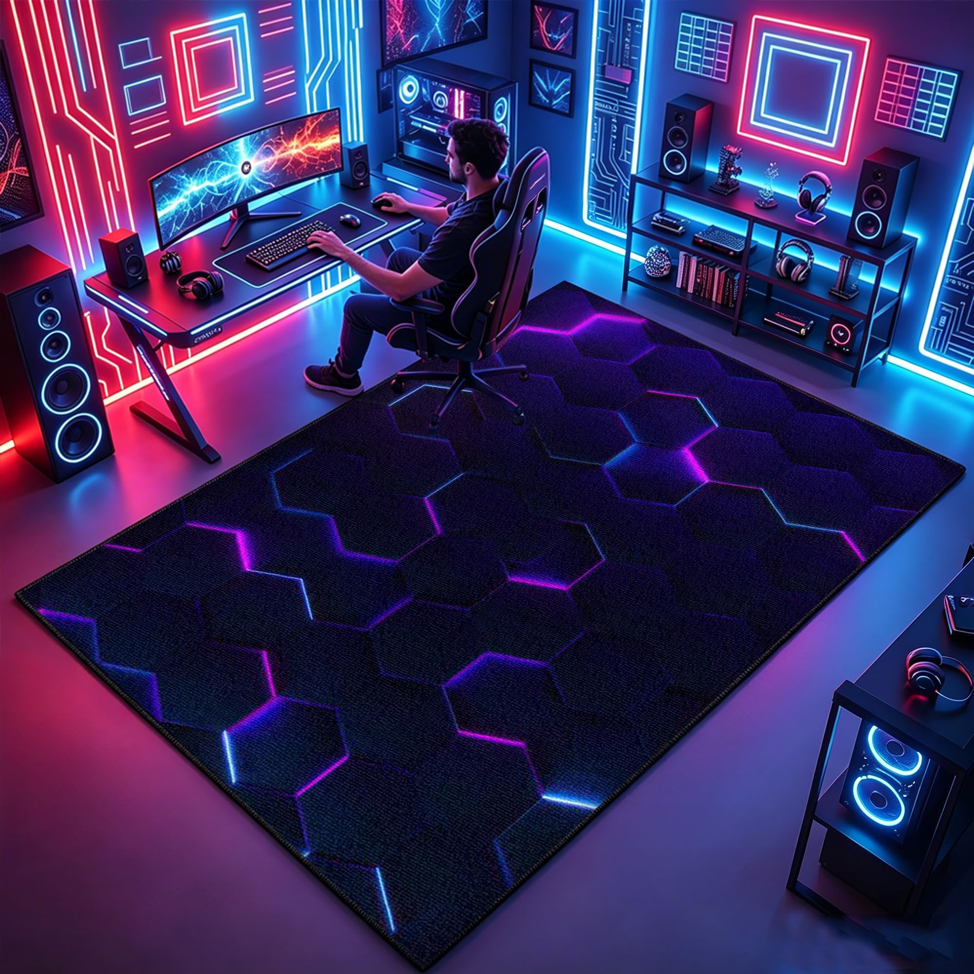 Tapis de manette de jeu grand format avec finitions soignées pour sol