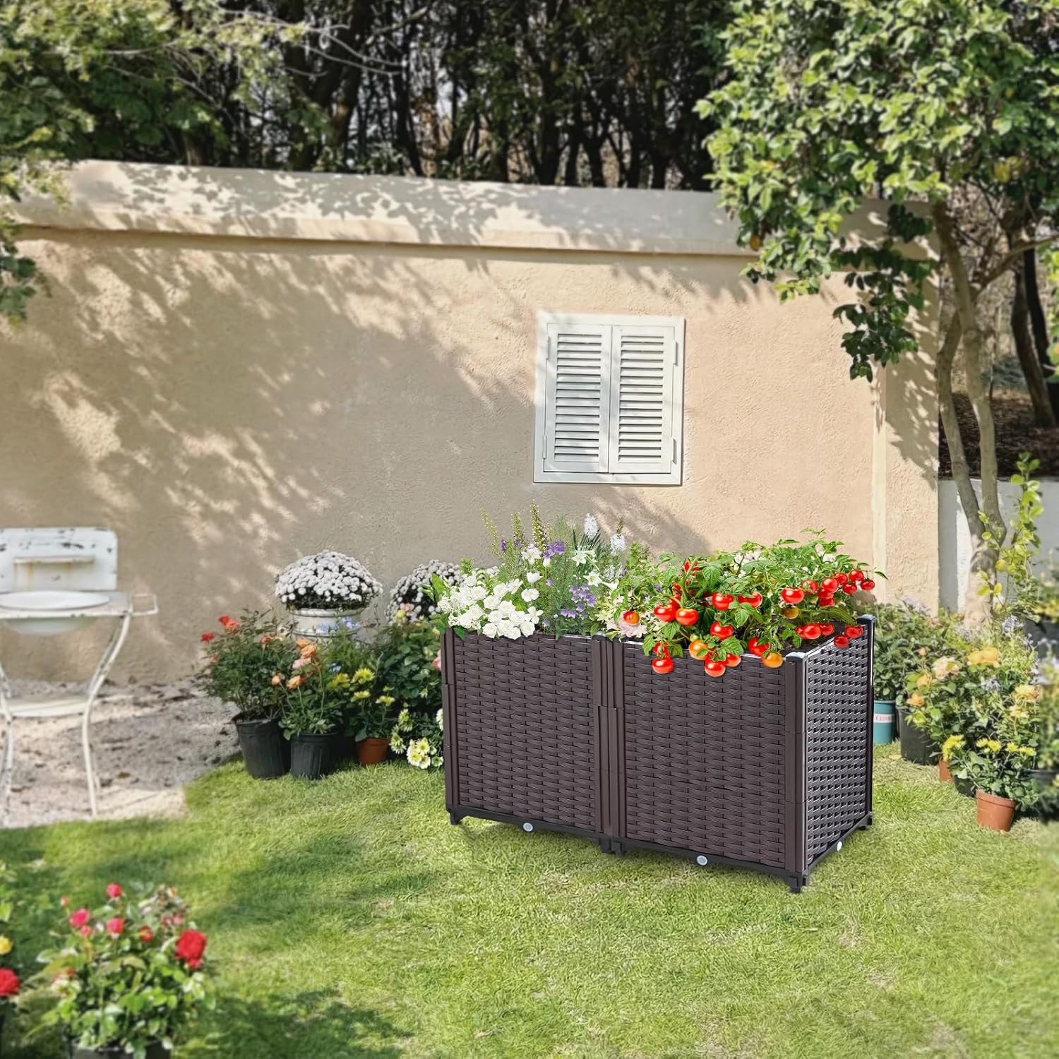 Raised Garden Bed, Planters for Outdoor Plants Raised Beds for Gardening, Plastic Planter Raised Beds for Planting Outdoor Plant Vegetables, Flowers, Fruits and Plants, 31.5"(L) x 15.7"(W) x 20.4"(H)