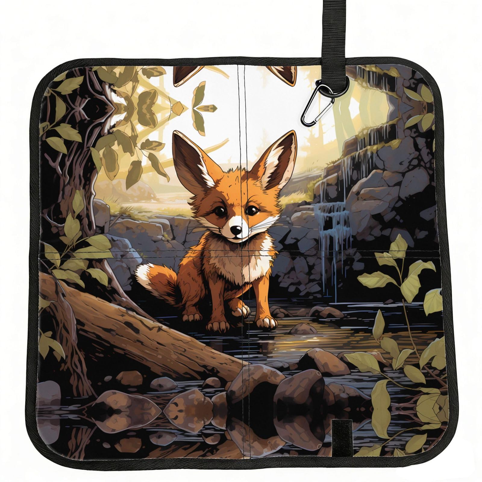 WZYCWB Cartoon fox Foldable Seating Cushion with Carabiner - Stadium Mat for Camping, Hiking and Outdoor Activities