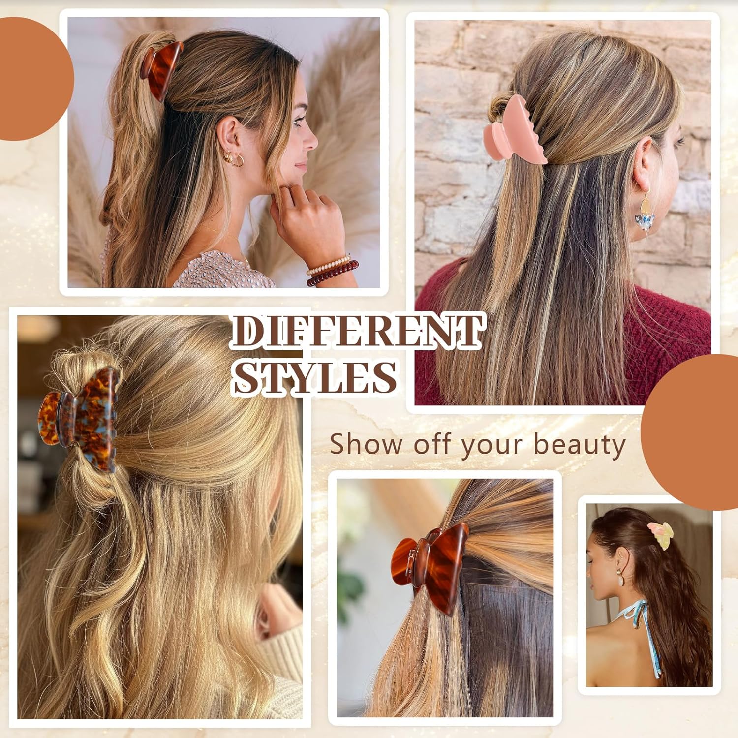 4 Pack Hair Clips for Women - Cute & Stylish Small Claw Clips for Everyday Use, Medium Hair Claw Clip for Thin Hair | Ideal Gifts Tortoise Hair Accessories for Women Holiday Gifts - Image 5