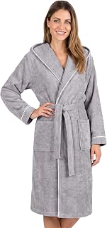 Bademantel Damen Frottee - Kapuze - Lang - 100% Baumwolle (360g/m2) - OEKO TEX Standard 100 - Größe S, M, L, XL, XXL, 3XL