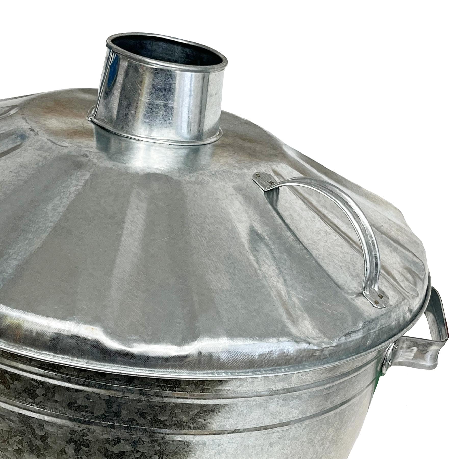 AB Tools Cubo incinerador galvanizado grande + tapa, quemador de residuos de hojas de jardín, 2 unidades