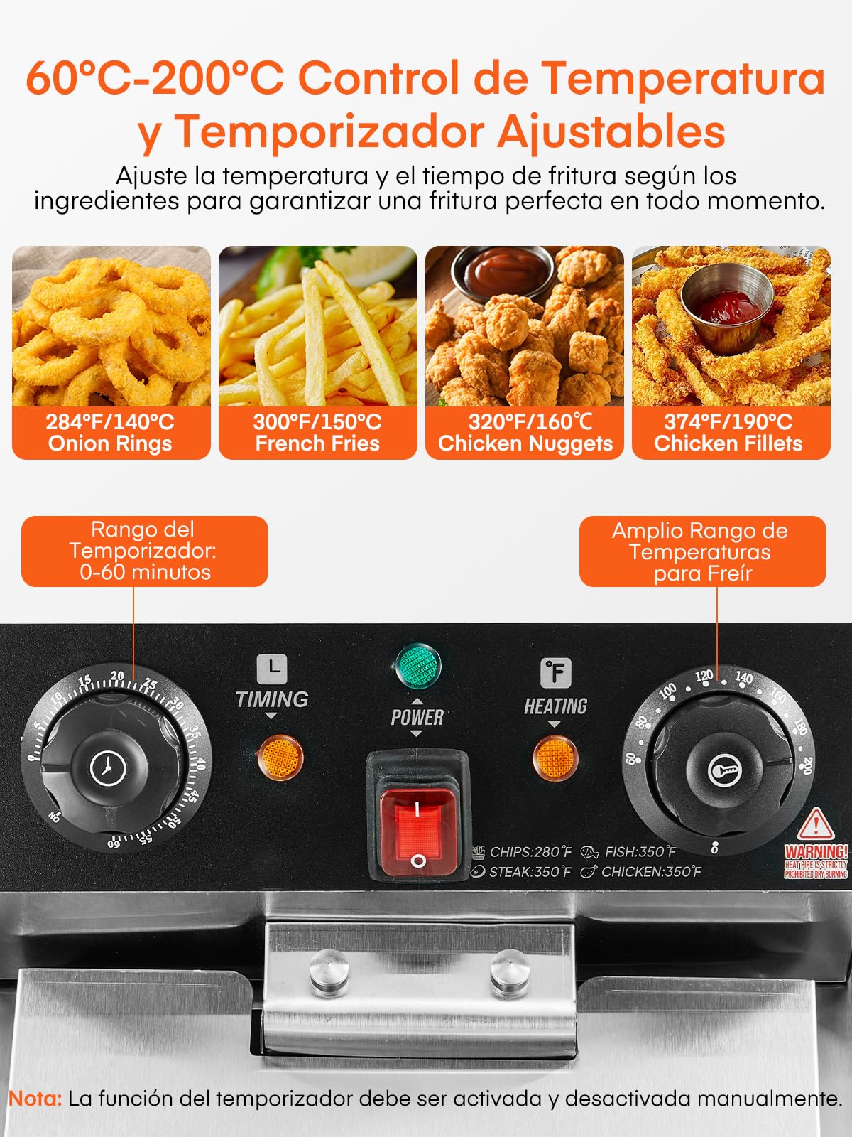 FOHERE 11L Elektrische Fritteuse mit Ölablass, 3000W Profi-Fritteuse mit Korb und Deckel, 60-Minuten-Timer, Temperaturregelung 60-200°C, ideal für Restaurant und private Küche