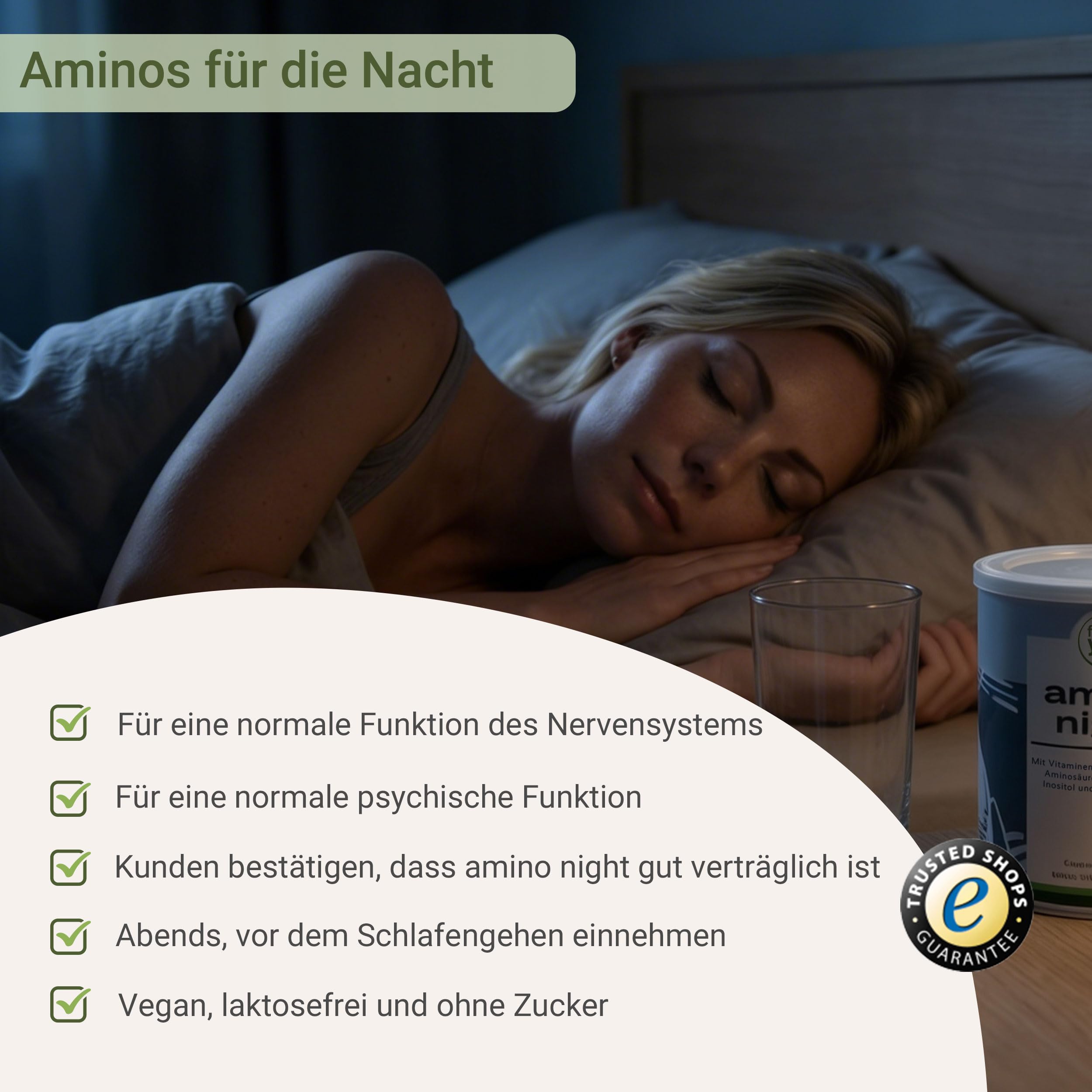 for you amino night I Pulver für die Nacht mit GABA, Lavendel, L-Glutamin, L-Tryptophan & Inositol I 391g versetzt mit Magnesium, Zink & Vitamin B6 | (Doppelpack Orange)