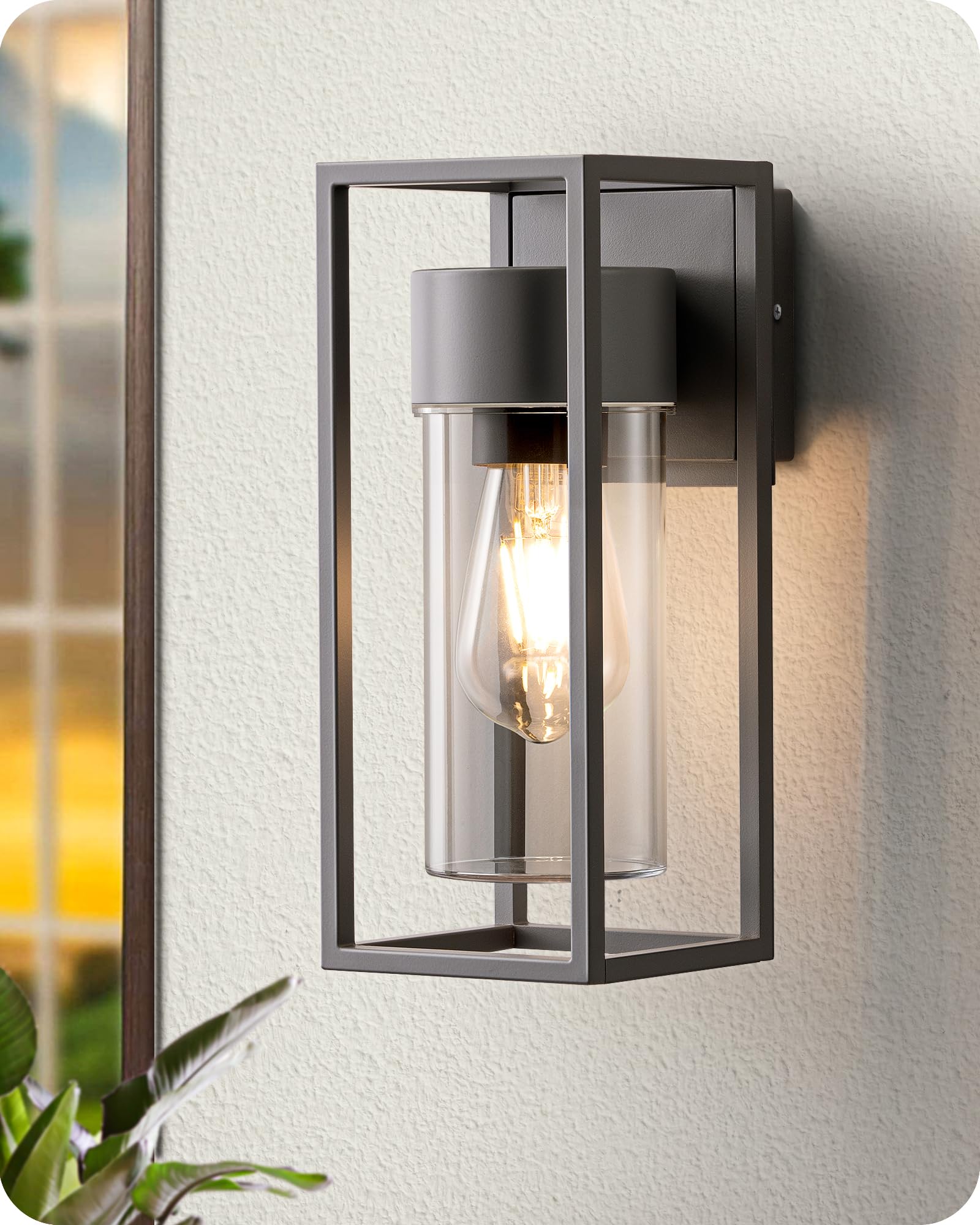 EDISHINE Wandleuchte innen & aussen, Wandlampe, Wandbeleuchtung für Hauswand, Terrassenbeleuchtung, Balkon, Modern, ohne Leuchtmittel, IP44 Wasserdicht, Anthrazite