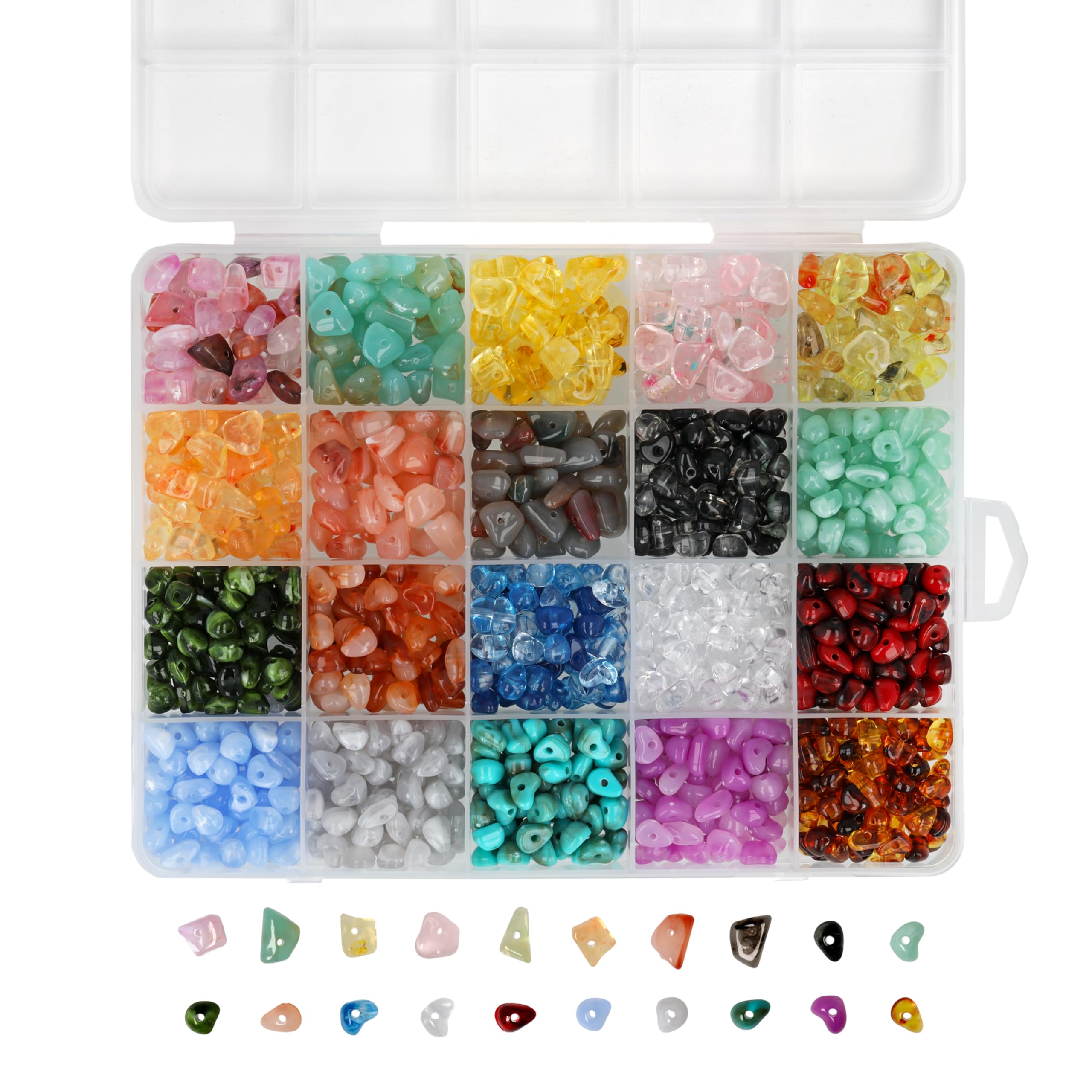 The Beadsmith Zestaw koralików akrylowych – koraliki z imitacji kamieni szlachetnych, ok. 1000 szt., 20 kolorów (4-7 mm), nieregularny wygląd kamienia, zestaw do tworzenia biżuterii i bransoletek