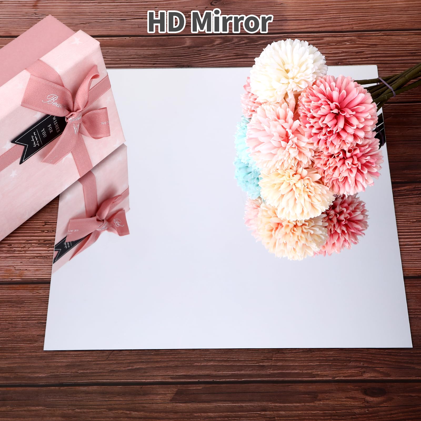 Miroir mural en acrylique incassable 30,5 x 30,5 cless auto-adhésif incassable et sûr pour salle de bain et décoration d'intérieur, parfait pour l'intérieur