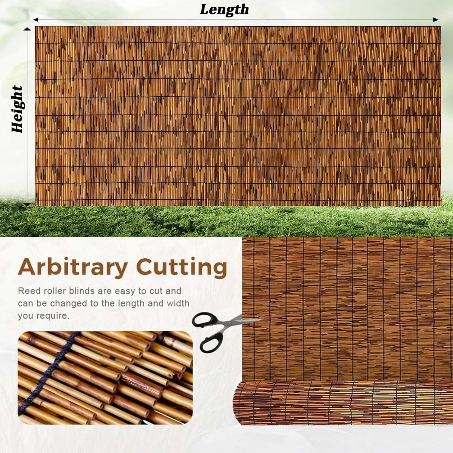 Panel dekoracyjny - Naturalne ogrodzenie do basenu i pokoju na werandzie podwórka, rolka zasłony zewnętrznej (160 x 400 cm) - Zwiększ prywatność i styl