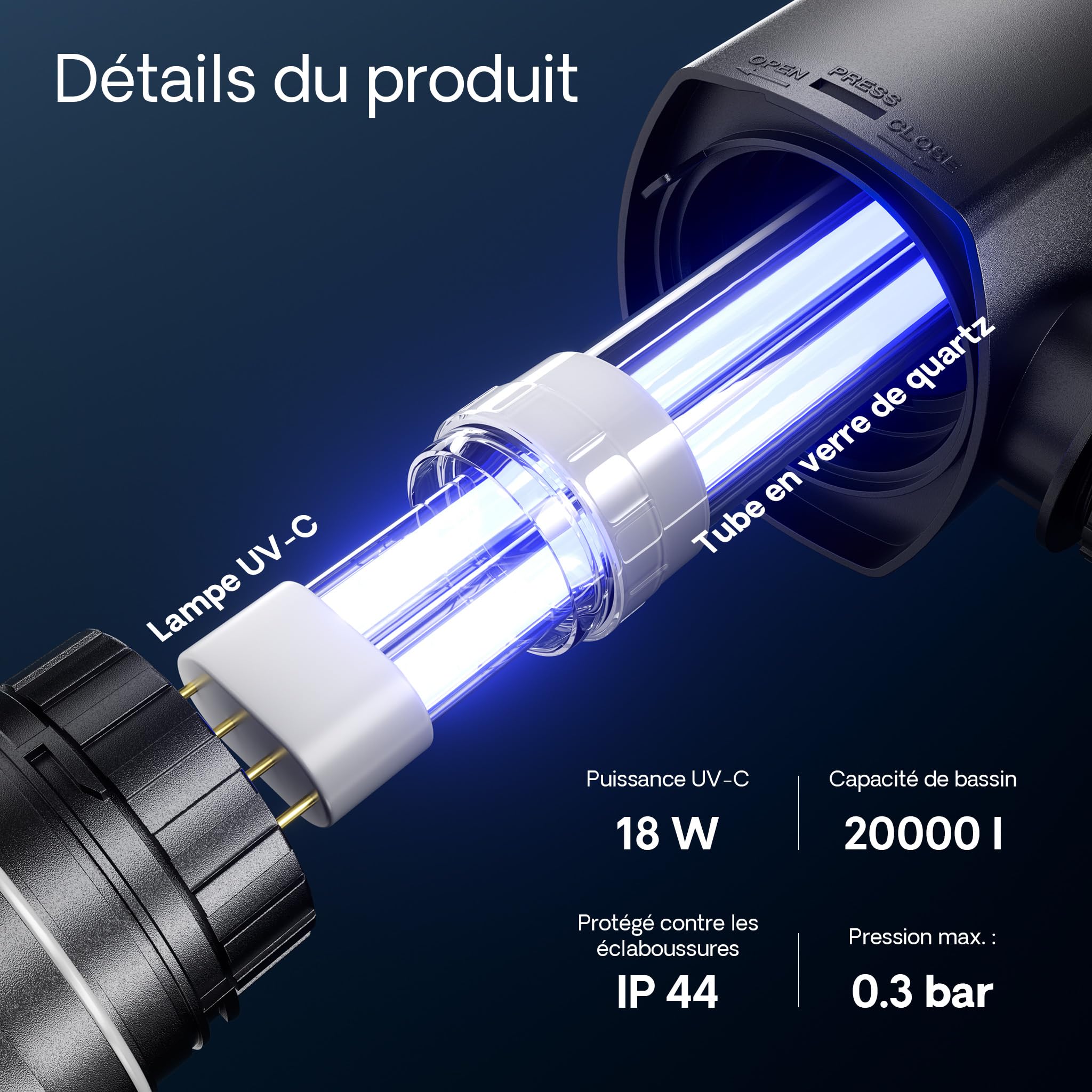 Wiltec Kit complet: CBF-350B Filtre de bassin jusqu'à 60000 L Biologique, NEO10000 SuperECO pompe de filtration 10000l/h 80W, CUV-218 lampe uv UVC Clarificateur avec 18W, 25m Tuyau 25 mm