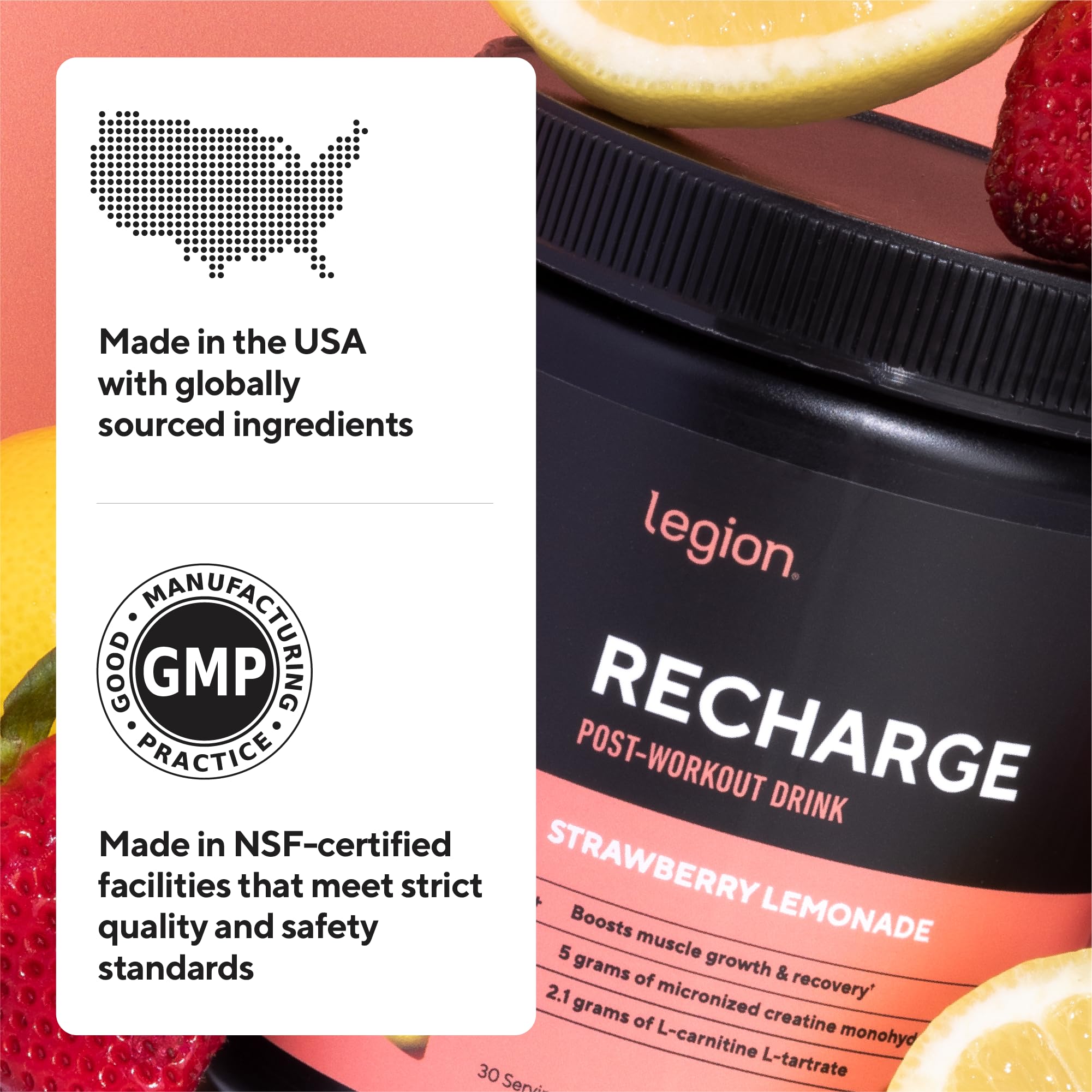 LEGION Recharge Creatine Post Workout Recovery Powder, Strawberry Lemonade — Amazon image 7