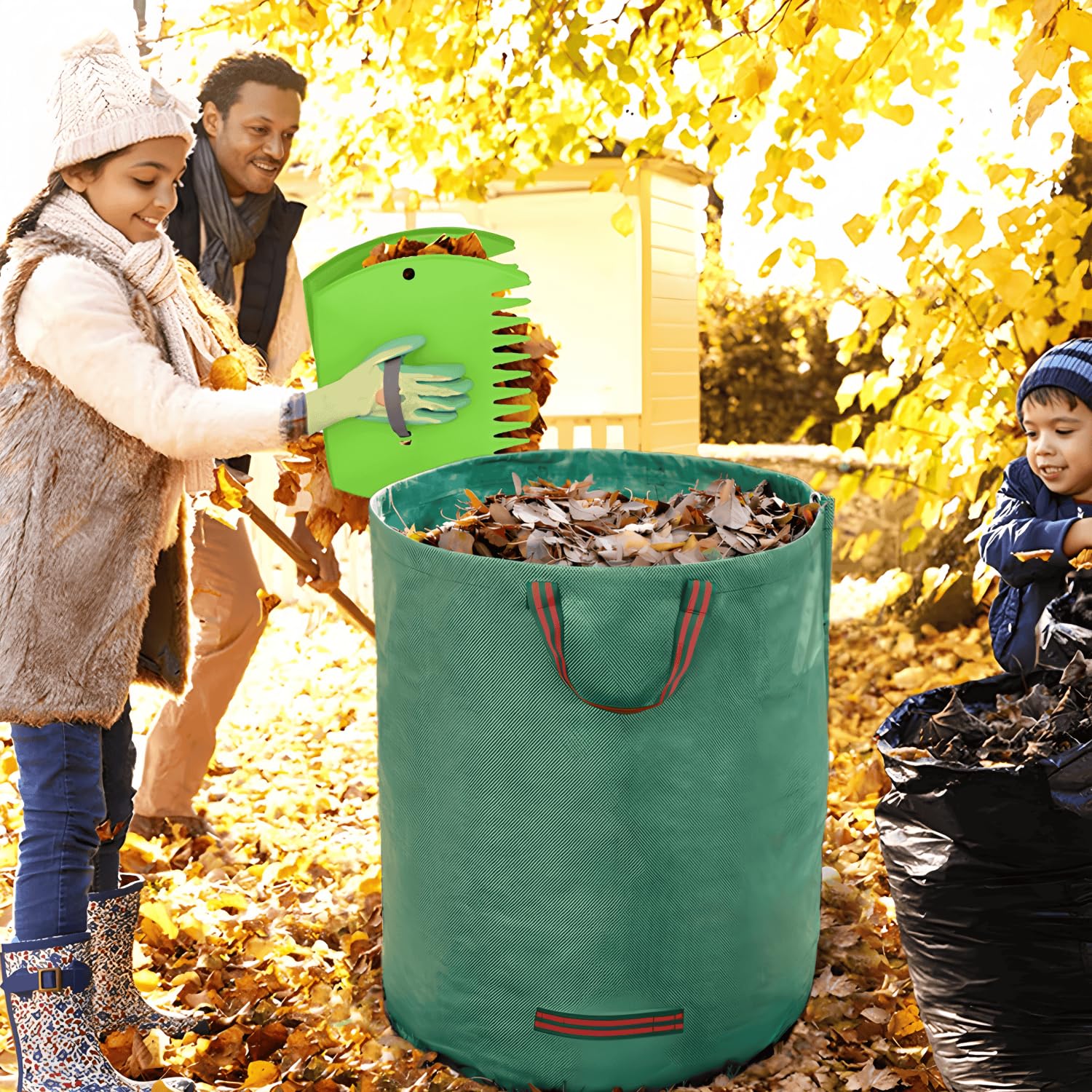 3 X 500L Sacchi Per Rifiuti Da Giardino,Robusto, Antistrappo, Idrorepellente Riutilizzabile Borsa Da Giardinope 44793053