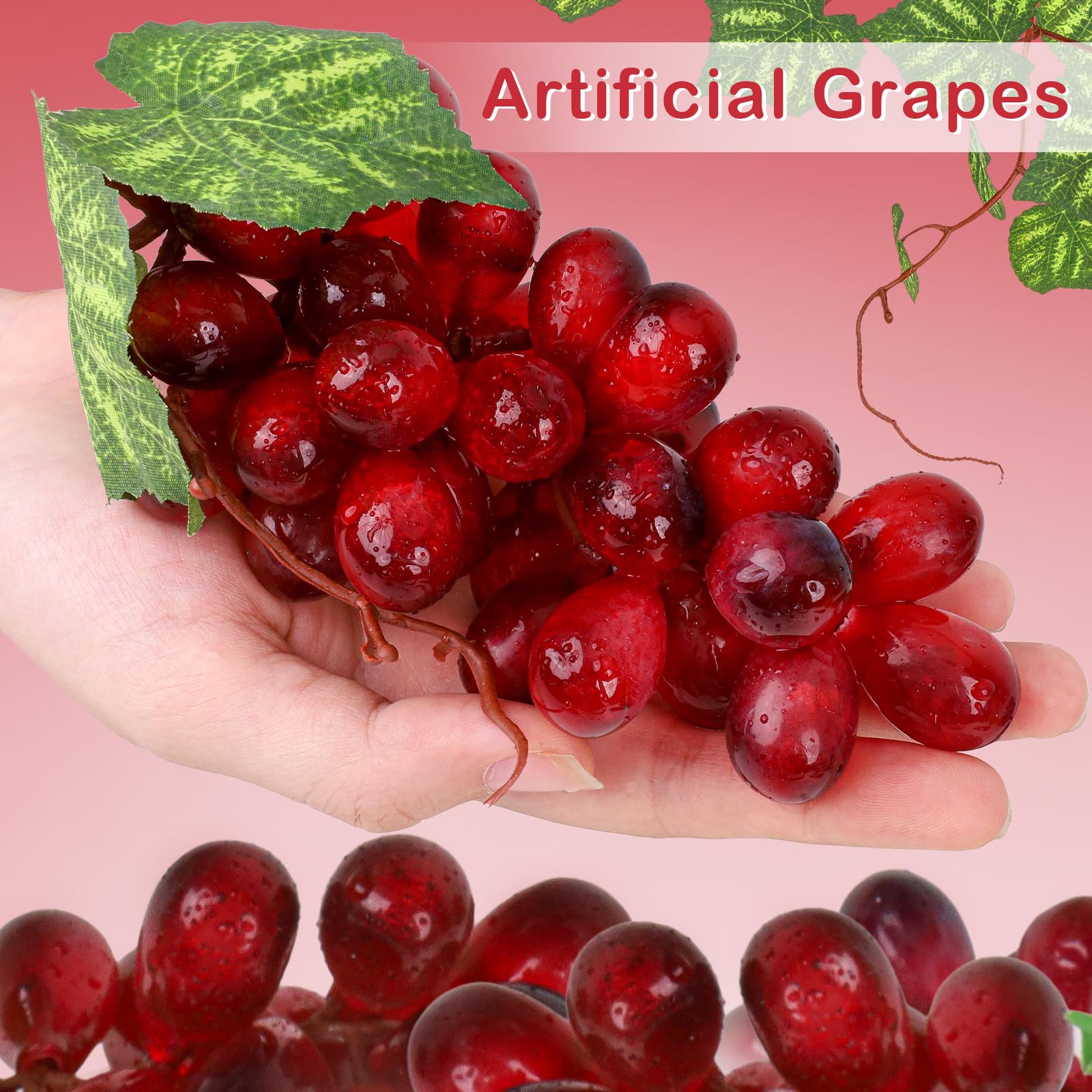Uva artificiale Finta Plastica Frutta Rosso Scuro Uva Stringa Modello Decorazione Festa di Nozze Giardino Frutta Piatto Schizzi Puntelli Puntelli - 4 Mazzi