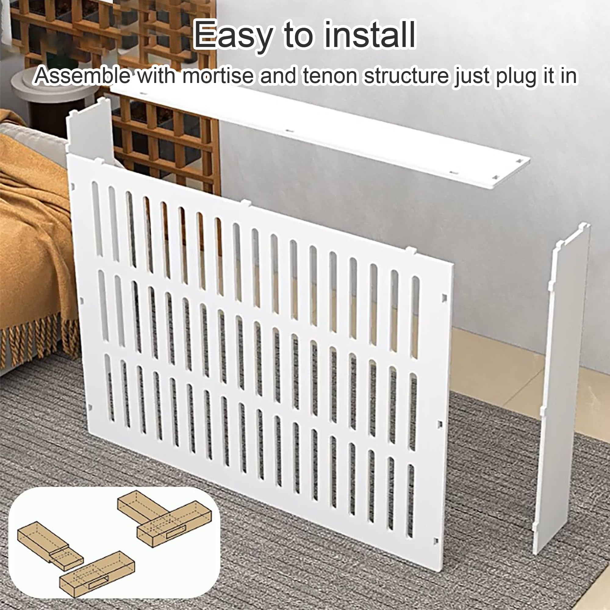 Copertura per termosifone con ventilazione, per riscaldamento domestico, sicuro, con ripiano Sto, facile da montare, ideale per corridoio, soggiorno, camera da letto (90 x 80 x 20 cm)