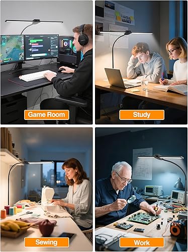 Miniatura 4 de Desk Light with 5 Color+9 Brightness，Desk Lamps for Home Office, 1200 Lumen & 108 LED Desk Lamp, Remote Control+Timer Monitor Light, Clamp Lamp for