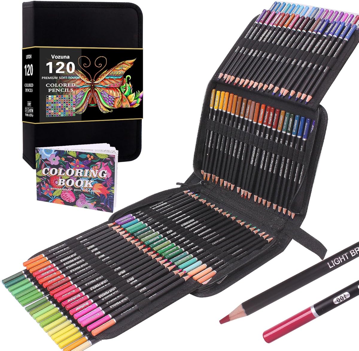 120 Colouring Pencils Zip-Up Set Perfect for Drawing, Sketching, Shading & Coloring, Vibrant Coloured Pencils for Adults & Pro Artists