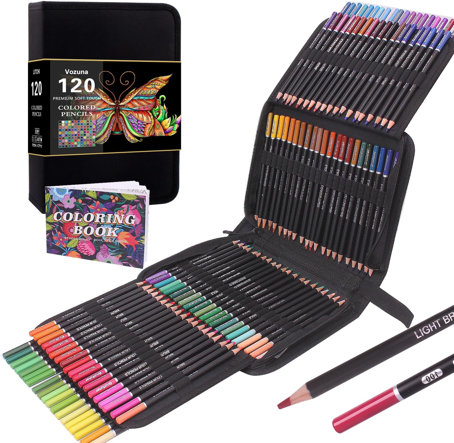120 Colouring Pencils Zip-Up Set Perfect for Drawing, Sketching, Shading & Coloring, Vibrant Coloured Pencils for Adults & Pro Artists