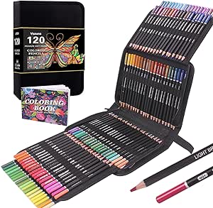 120 Colouring Pencils Zip-Up Set Perfect for Drawing, Sketching, Shading & Coloring, Vibrant Coloured Pencils for Adults & Pro Artists