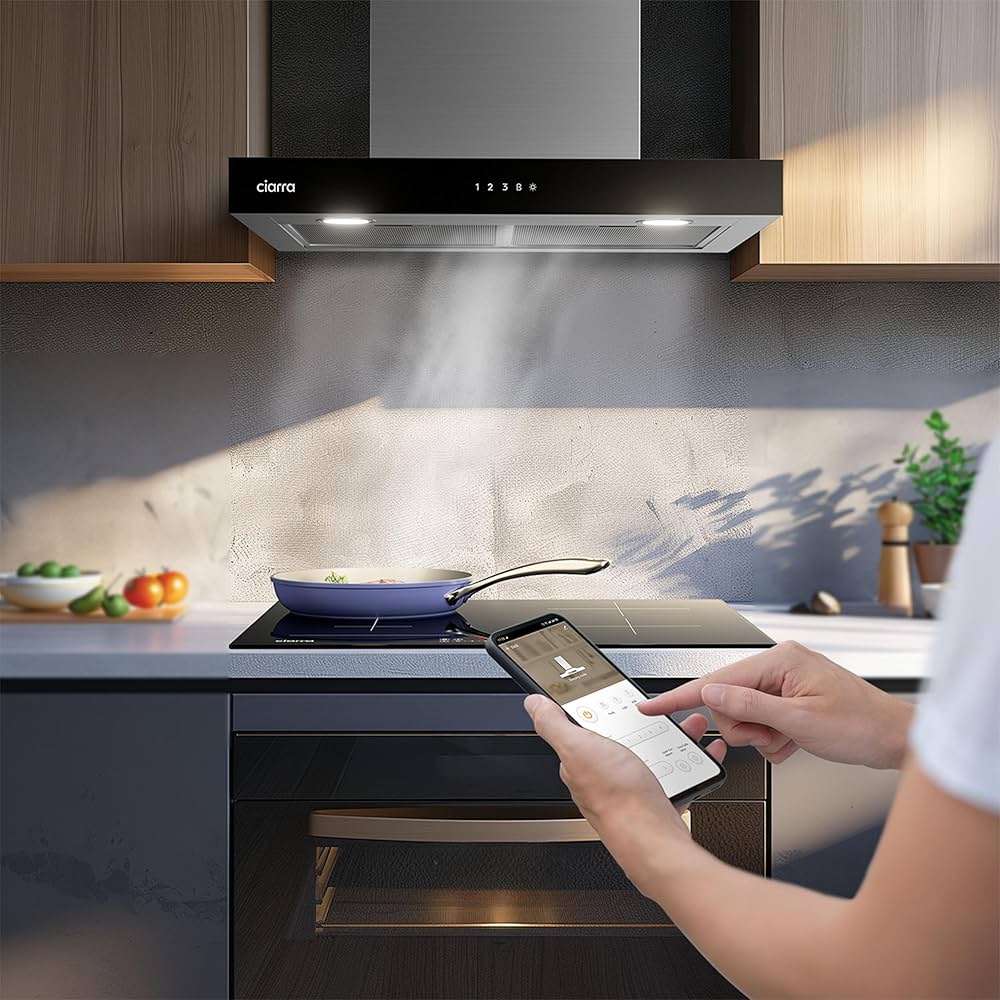 Hotte Aspirante 60cm CIARRA - 650 M³/h, A+++, Silencieuse, Commandes Tactiles Et WiFi - Inox