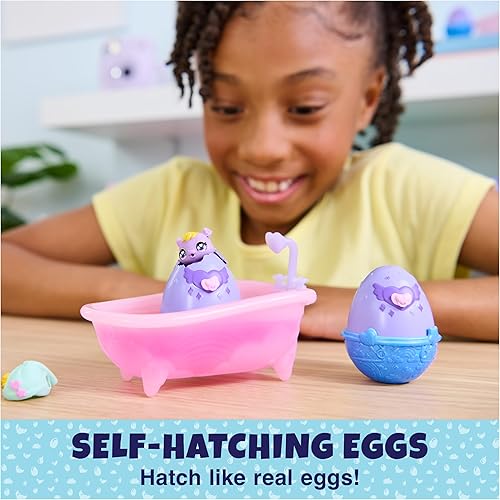 Miniatura 4 de Hatchimals Alive, Make a Splash Playset con 15 accesorios, bañera, 2 mini figuras que cambian de color en huevos autoeclosionados, juguetes para