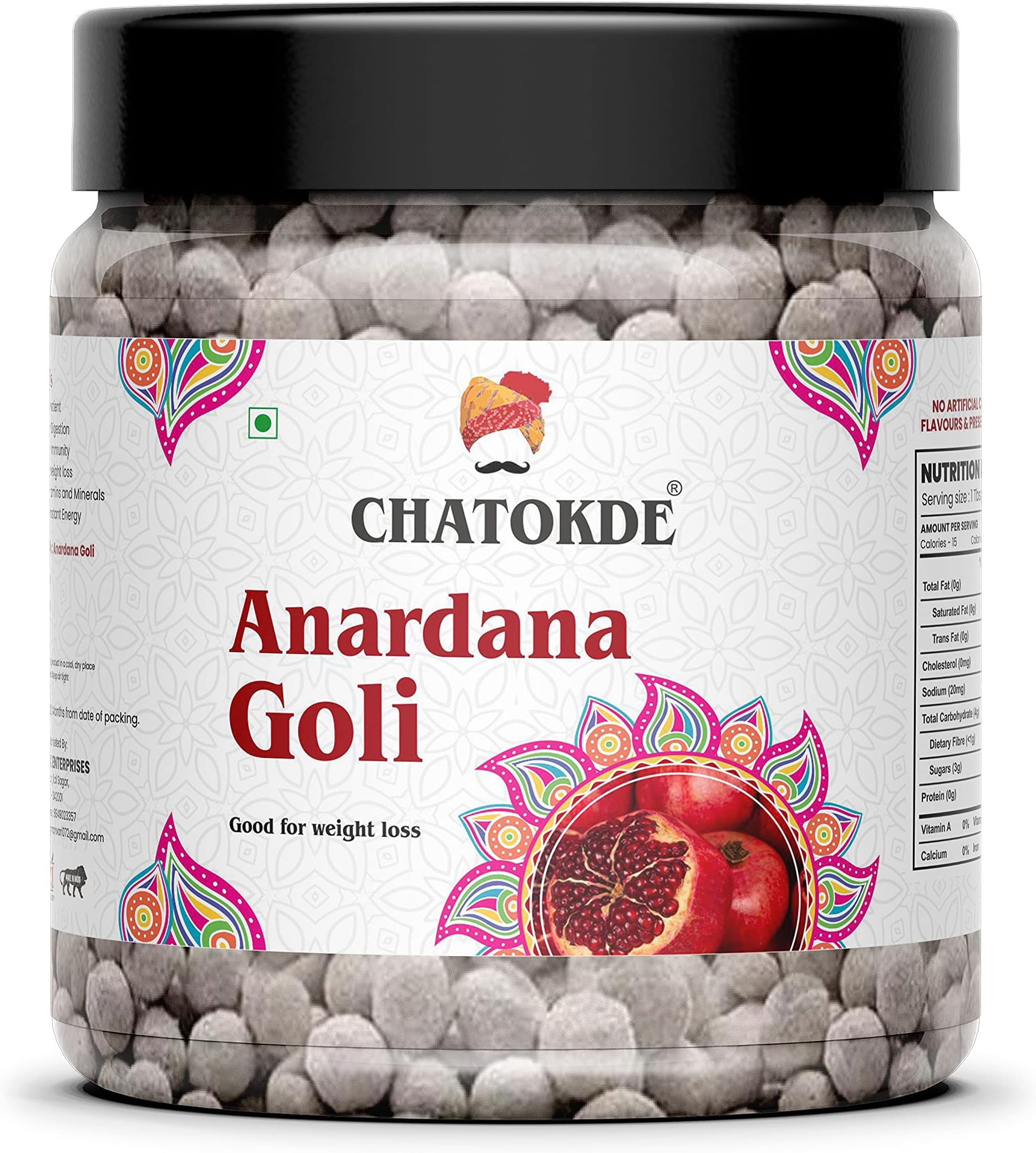 CHATOKDE Pachak Delicious Anardana Goli, 400G [JAR PACK],Pomegranate