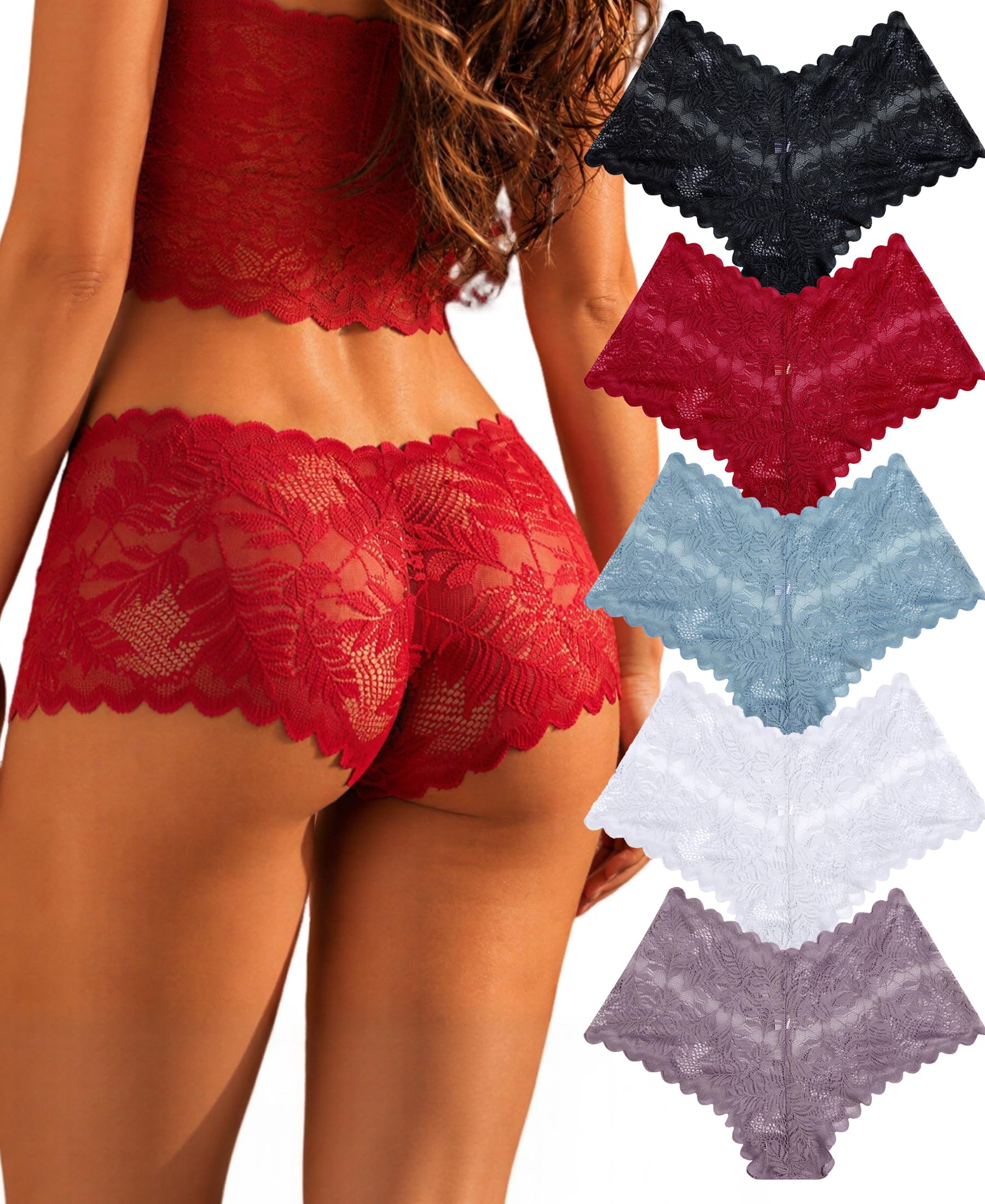 Women's Underwear Lace Boyshort Panties for Ladies Sexy Lingerie for Women