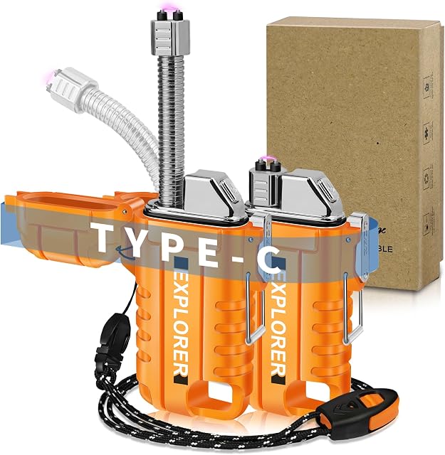 lafagiet Type C Rechargeable Lighter, 360° Flexible Neck, Wind & Water Proof, Electric Arc Lighters for Candle, Camping