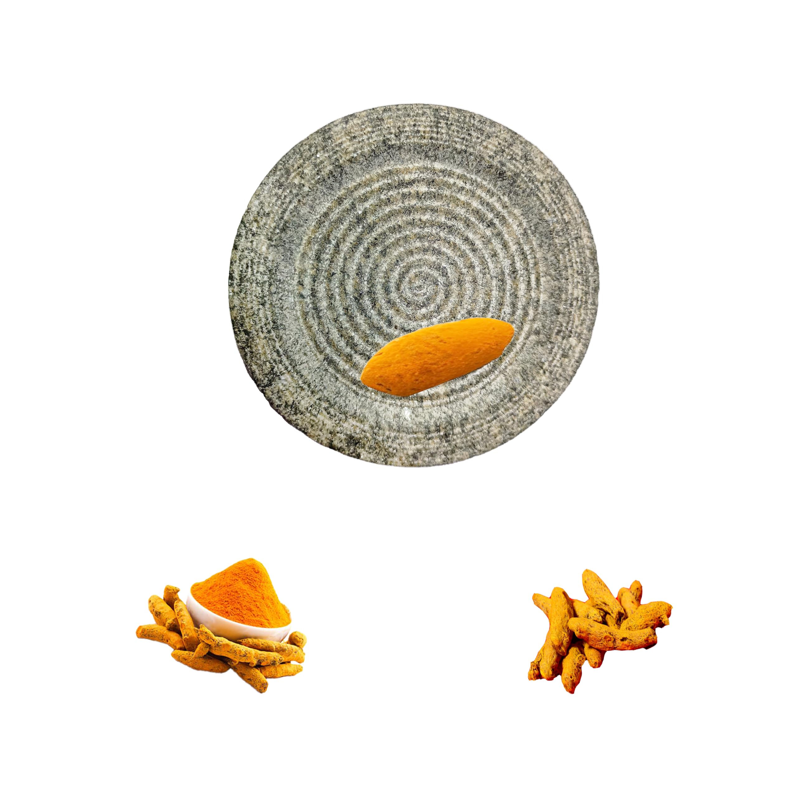 Handmade Traditional Stone Hand Grinder for Turmeric Powder - Indian Spice Rubbing Tool for Fresh Homemade Turmeric Powder - Natural Mortar for Ayurvedic Cooking and Herbal Remedies (Round Shape)-image-28