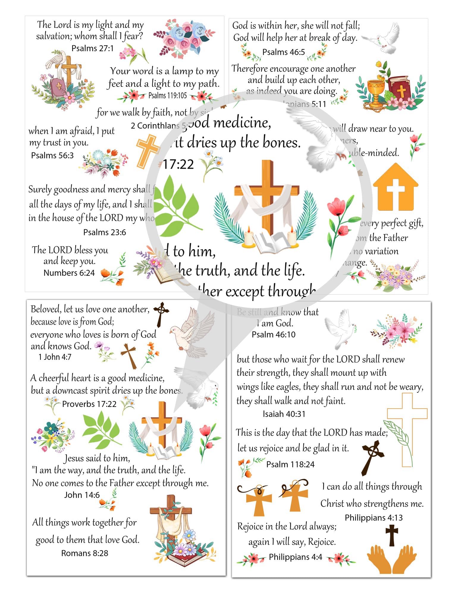 Autocollants verset de la Bible Rub On lot de 2 feuilles décalcomanies 21x29 cm pour scrapbooking