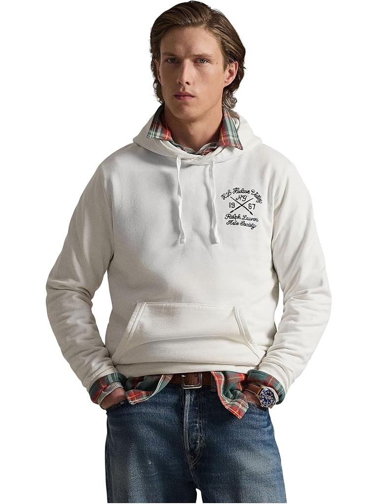 White Polo Ralph Lauren Loopback Fleece Graphic Hoodie