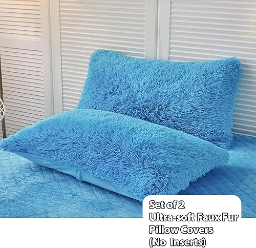 Miniatura 2 de LIFEREVO Paquete de 2 fundas de almohada de pelo sintético lanudo de 20 x 26 pulgadas, fundas de almohada decorativas esponjosas con cierre de