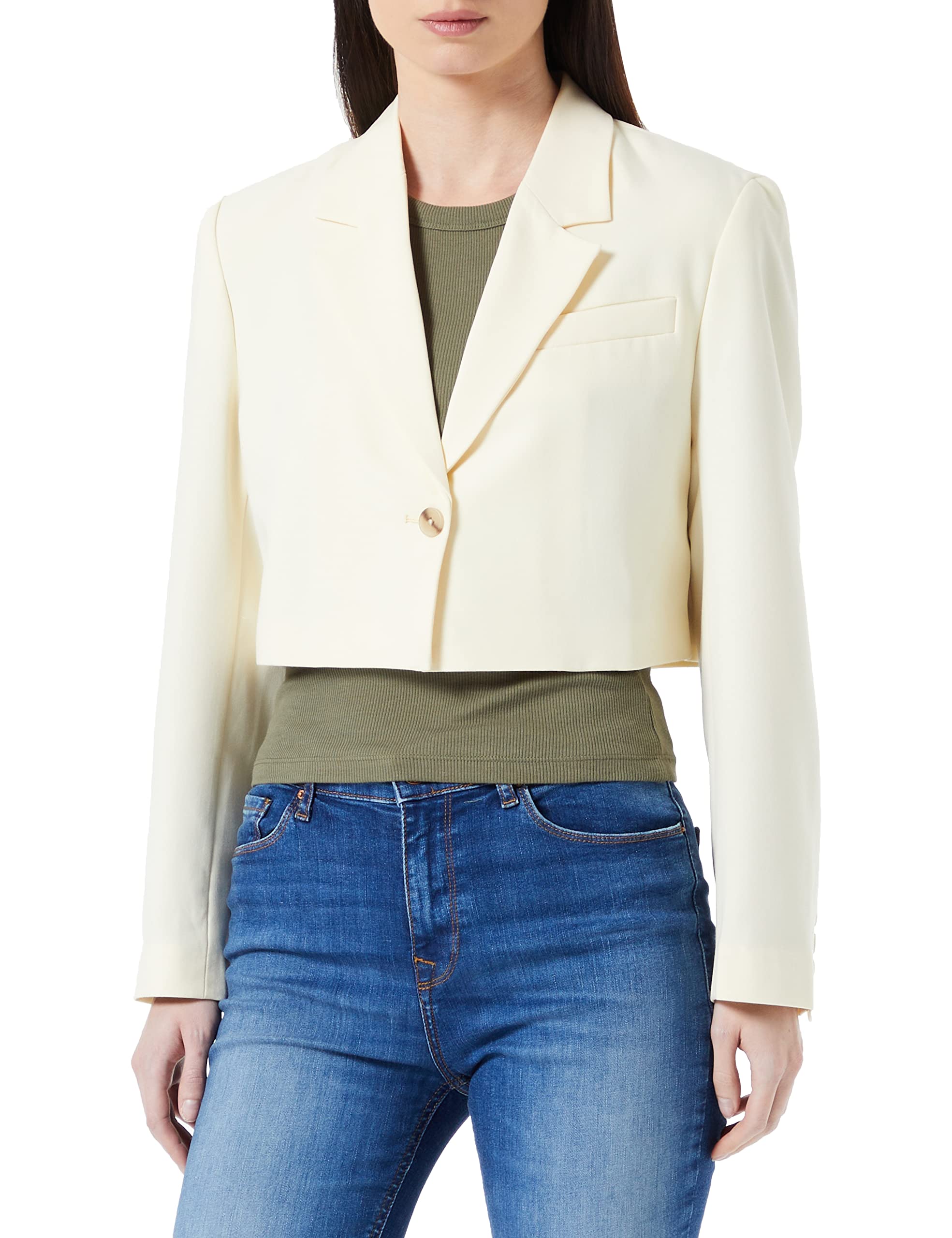 Jack & Jones Women's Seedpearl. Jxmary Cropped Blazer Sn, Seedpearl, 18