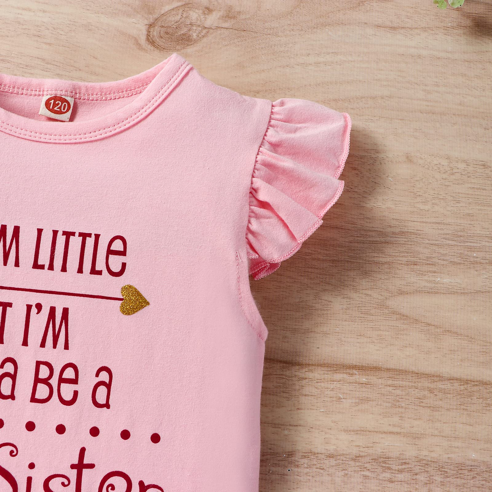 LYQTloml Toddler Baby Girls Big Sister Ruffle Sleeve Shirt Big Sister Announcement Toddler Tshirt Top Blouse Promoted to Girls Outfit Plain Solid Sleeveless Shirt Pink