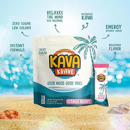 Miniatura 8 de Mezcla de bebida de kava y bayas cítricas, paquete de 15 para energía natural, apoyo al estado de ánimo, alivio del estrés y enfoque nootrópico