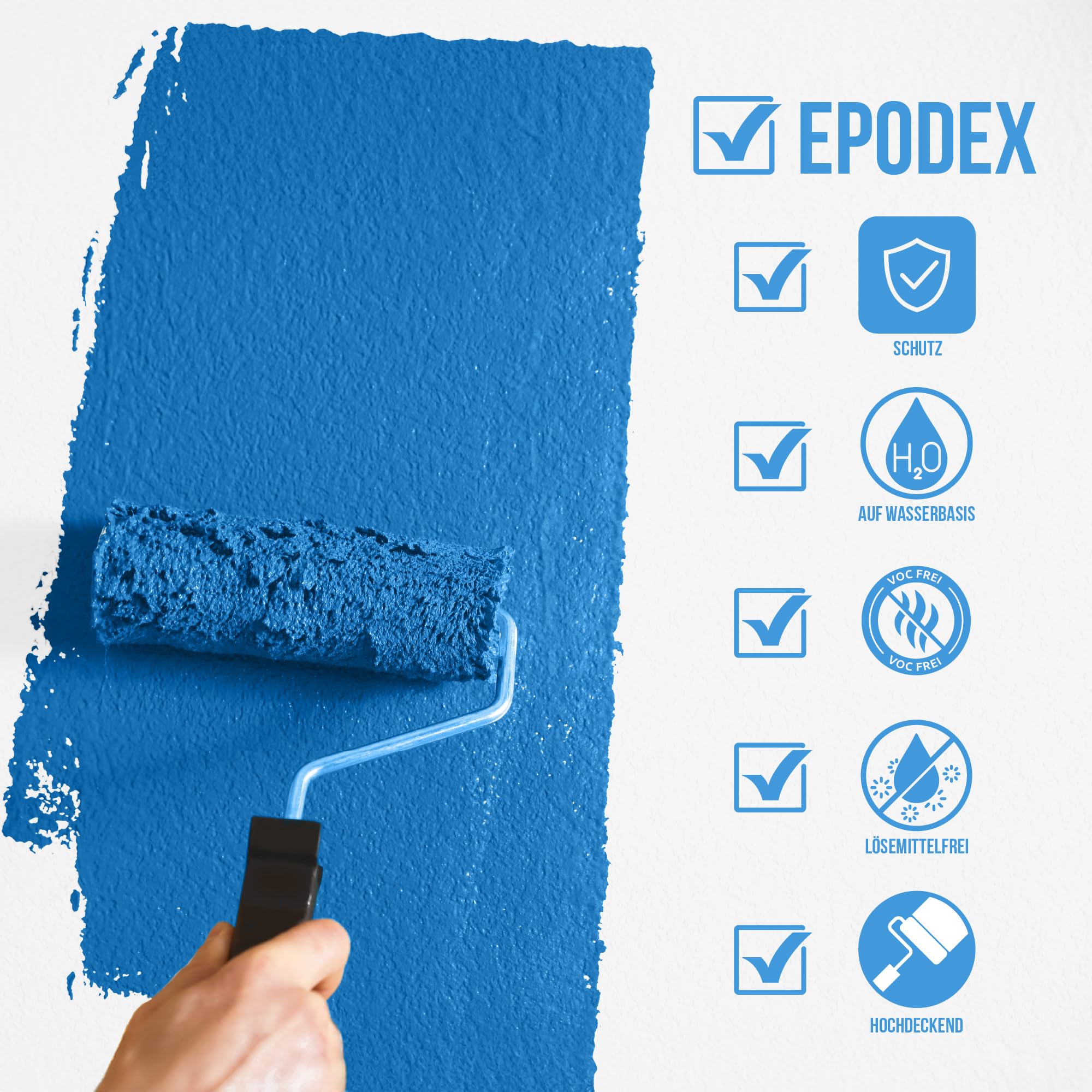 EPODEX 1K Betonfarbe, 6kg - Silbergrau - Pastell | Bodenfarbe & Wandfarbe, hochdeckend, UV-beständig, abriebfest, Innen/Außen - 48m² bei einmaligem Anstrich
