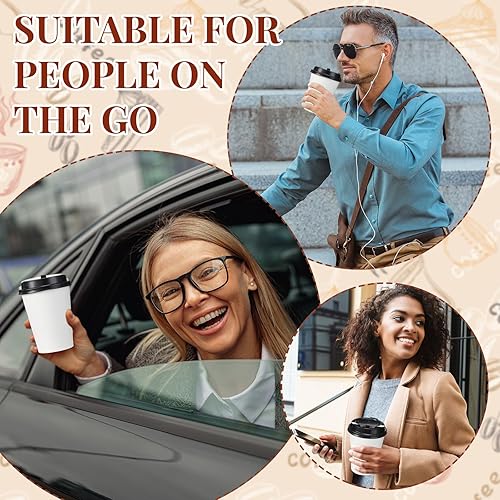 Miniatura 5 de Maxcheck Paquete de 1000 tapas para tazas de café a granel, tapas desechables de 3.6 pulgadas, cubiertas de café de cúpula negras para tazas de