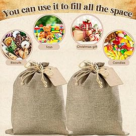 Homum 25 Pcs 7x9 Inch Burlap Gift Bags with Drawstring and Gift Tags, Burlap Jute Bags for Party, Christmas, DIY Craft