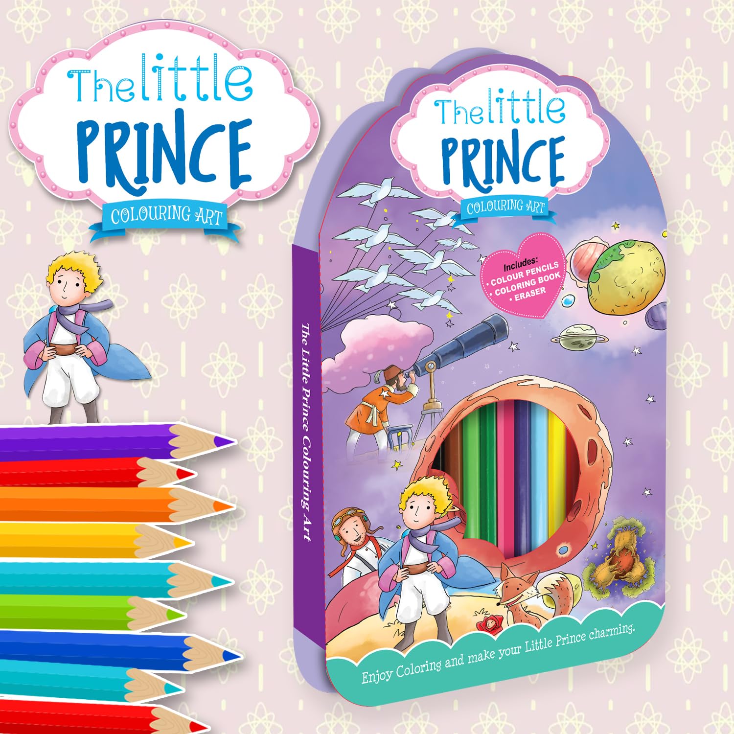 Hello Friend Princess Colouring Kit for Girls/Kids- with 32 Pages Colouring Activity Book Set, 12 Pencils Colour, 1 Eraser, +5yrs 2