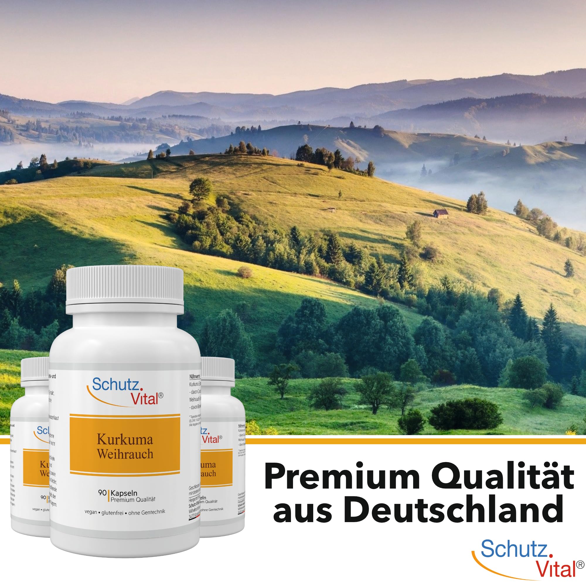 Kurkuma Weihrauch Kapseln – Vergleichssieger – je 600 mg Curcuma Extrakt & Boswellia Serrata (Weihrauch Extrakt) – 90 Curcumin Kapseln hochdosiert, vegan, laborgeprüft & produziert in Deutschland